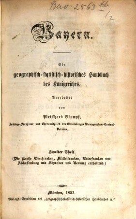 Bayern Ein Geographisch Statistisch Historisches Handbuch Des