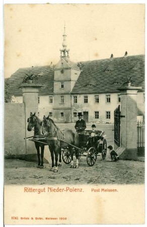Polenz. Rittergut Niederpolenz mit Kutschwagen