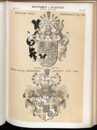 Taf. 203. Minden Bisthum. - Christian Herzog v. Braunschweig 1599 - 1633. - Osnabrück Bisthum. - Erich Herzog v. Braunschweig-Lüneburg. 1508 - 1532