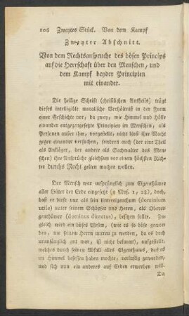 Zweyter Abschnitt. Von dem Rechtsanspruche des bösen Princips auf die Herrschaft über den Menschen, und dem Kampf beyder Principien mit einander