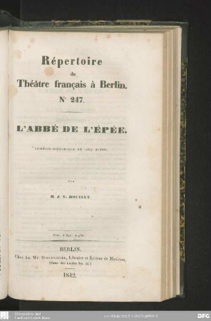 L' abbé de l'Épée : comédie-historique en cinq actes