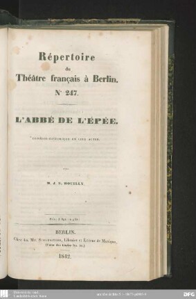 L' abbé de l'Épée : comédie-historique en cinq actes
