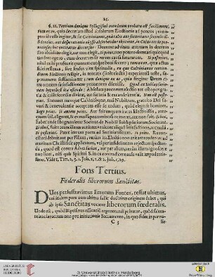 Fons Tertius: Foederalis liberorum Sanctitas