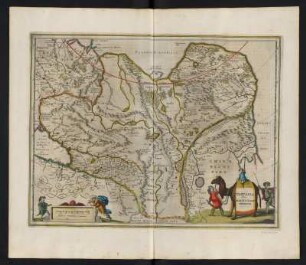 Karte von der Großen Tartarei (Zentralasien, Nordasien und Teile von Osteuropa), ca. 1:12 000 000, kolorierter Kupferstich, 1645 : Tartaria sive Magni Chami Imperium. - [Ca. 1:12.000.000]. - [Amsterdam] : [Ioannes Ianssonius], [1645]. - 1 Kt : Kupferst ; 37 x 49 cm. - Maßstab in graph. Form (Milliaria Germanica communia)