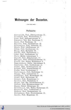 Wohnungen der Docenten.