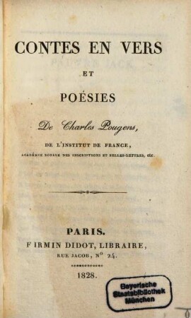 Contes en vers et Poesies