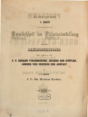 Programm des Kais.-Königl. Ober-Gymnasiums zu Troppau. 1860