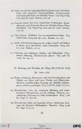 Steinzeug und Porzellan der Ming-Zeit (Nr. 144-183)