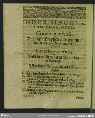 Index Singualrum Concionum