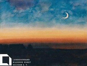 Abendliche Landschaft mit Mond (II)