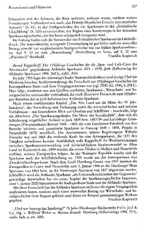 Kappelhoff, Bernd :: Die 125jährige Geschichte der als "Spar- und Leih-Casse des Altenlandes" gegründete Altländer Sparkasse 1873-1998 : Jork, Selbstverlag der Altländer Sparkasse, 1998