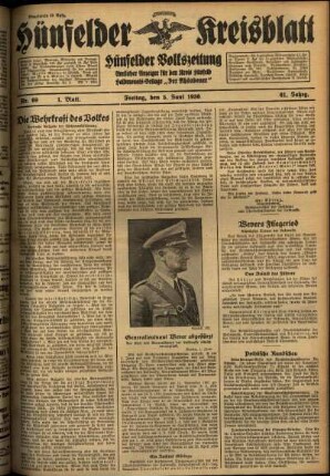 Erste Ausgabe vom Freitag, den 05. Juni 1936.