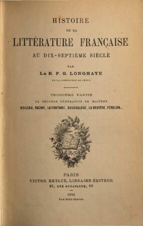 Histoire de la littérature française au dix-septième siècle. 3