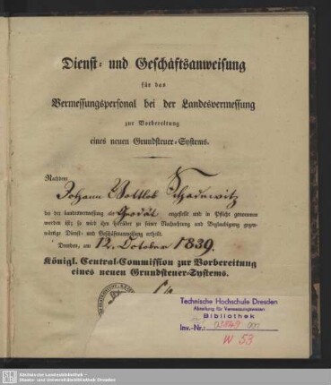 Dienst- und Geschäftsanweisung für das Vermessungspersonal bei der Landesvermessung zur Vorbereitung eines neuen Grundsteuer-Systems
