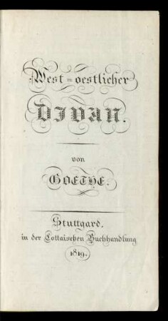 West-oestlicher Divan
