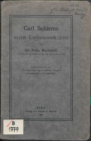 Carl Schirren : eine Lebensskizze