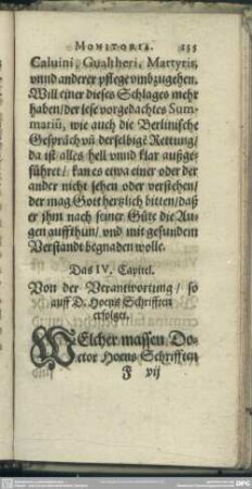 Das IV. Capitel. Von der Verantwortung, so auff D. Hoens Schrifften erfolget