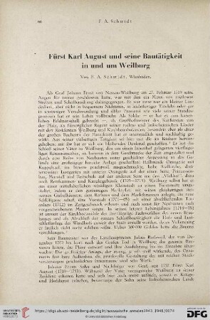 60: Fürst Karl August und seine Bautätigkeit in und um Weilburg