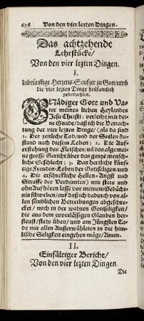 I. Inbrünstige Herzens-Seufzer zu Gott/ umb die vier lezten Dinge heilsamlich zu betrachten.