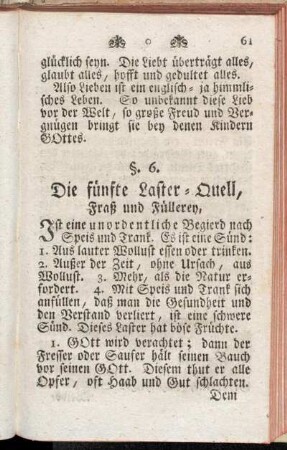 §. 6. Die fünfte Laster-Quell, Fraß und Füllerey,