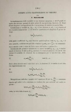 Intorno ad una trasformazione di variabili.