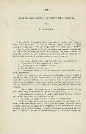 Nuove proposte intorno ai fondamenti della Geometria.