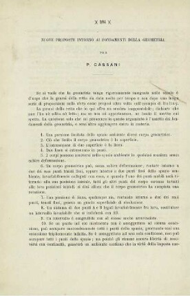 Nuove proposte intorno ai fondamenti della Geometria.