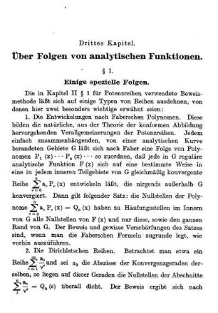 Drittes Kapitel - Über Folgen von analytischen Funktionen.