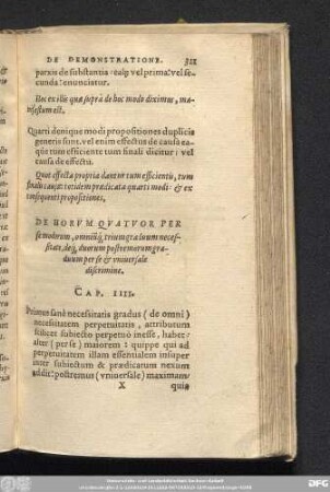 De Horum Quatuor Per se modorum, omniu[s]q[ue] trium graduum necessitate, ... Cap. IIII.