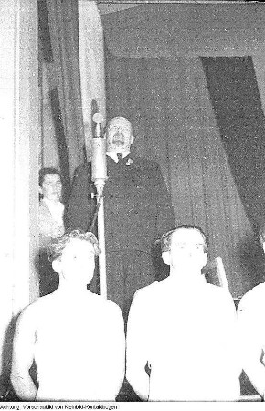 Walter Ulbricht, Generalsekretärs der SED, während einer Rede vor Sportlern der DDR, 1951