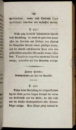 Zweyte Periode: Rechtsgeschichte zur Zeit der Republik.
