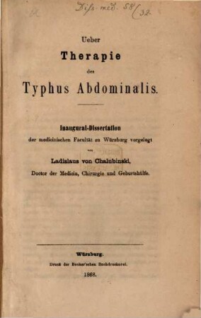 Ueber Therapie des Typhus abdominalis