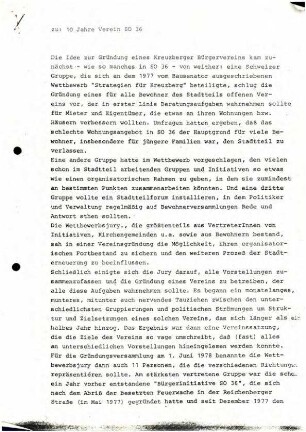 Diskussionvorlagen: Künftige Vereinsarbeit nach zehn Jahr "Strategien für Kreuzberg"