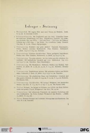 Irdengut- Steinzeug (Nr. 1-20)