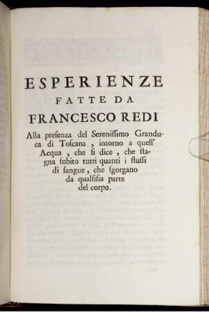 Esperienze Fatte Da Francesco Redi