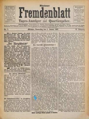 Münchener Fremdenblatt : mit Tagesanzeiger und Quartiergeber. 1882,1/3 = Jg. 18