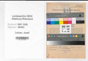 Entnazifizierung Josef Leinen , geb. 25.01.1902 (Schlosser)