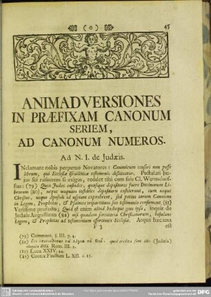 Animadversiones In Praefixam Canonum Seriem, Ad Canonum Numeros
