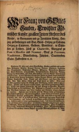 Kayserliches Münz-Edict vom 16. Aug. 1759