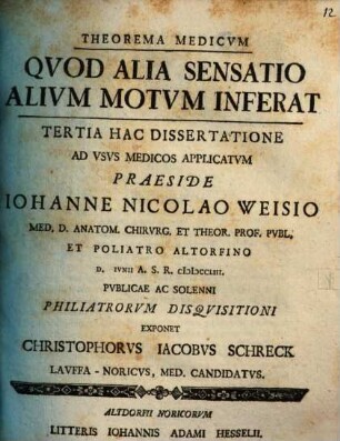 Theorema Medicvm, Qvod Alia Sensatio Alium Motvm Inferat, 3