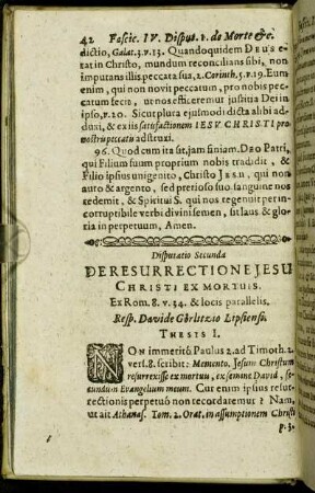 Disputatio Secunda De Resurrectione Jesu Christi Ex Mortuis [...]