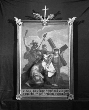 Vierzehn Kreuzwegbilder — Station 6: Veronika reicht Christus das Schweißtuch