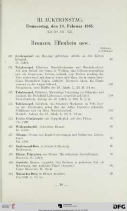 III. Auktionstag: Donnerstag, den 14. Februar 1935 (Nr. 471-624)