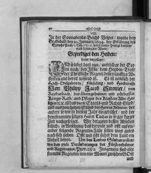 VIII. In der Sonnabends-Beicht-Vesper ... bey St. Sebald ...