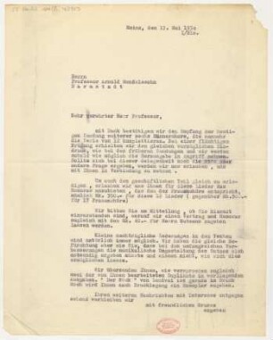 Brief an Arnold Ludwig Mendelssohn : 13.05.1930