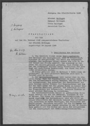 Endingen: Pfarrbericht 1948
