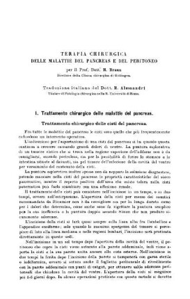 [XII.] Terapia chirurgica delle malattie del pancreas e del peritoneo[...]