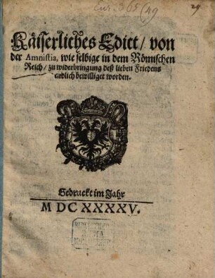Kaiserliches Edict von der Amnestia