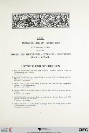 I. Stoffe und Stickereien (Nr. 1-49)