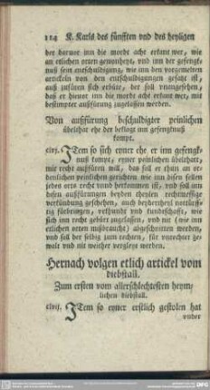 Hernach volgen etlich artickel vom diebstall